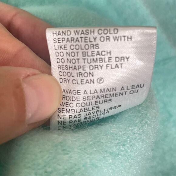 Bianco & Blu Alpaca Wool Blend Wide Yoke Ice Blue Sweater M #DD - Picture 6 of 8